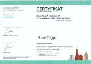 Certyfikat - Gastoenterologia Dziecięca
