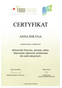 Certyfikat Członkostwa - Polskie Stowarzyszenie Dietetyków